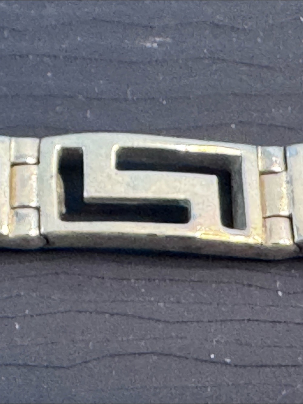 Vintage 925 Sterling Silver Greek key link tennis bracelet signed 13g 6.75"